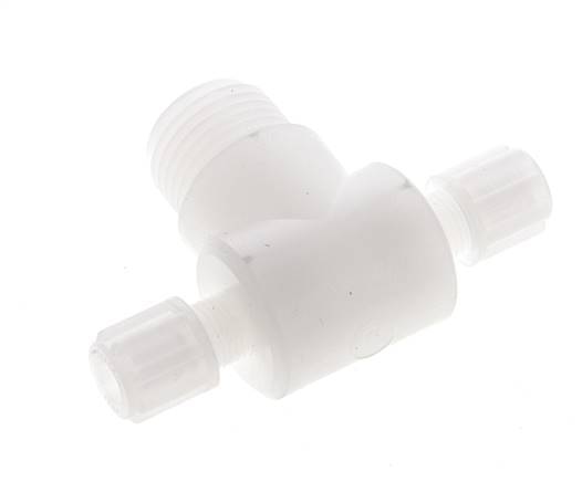 6x4mm & G1/2'' PVDF T-Shape Tee Compression Fitting with Male Threads 10 bar