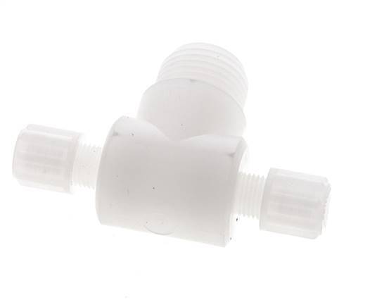 6x4mm & G1/2'' PVDF T-Shape Tee Compression Fitting with Male Threads 10 bar
