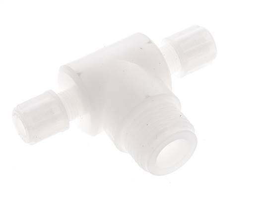 6x4mm & G1/2'' PVDF T-Shape Tee Compression Fitting with Male Threads 10 bar