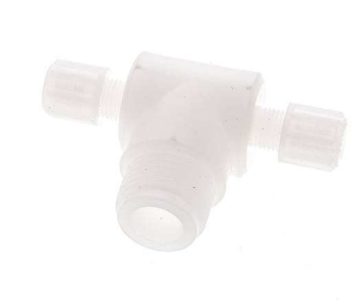 6x4mm & G1/2'' PVDF T-Shape Tee Compression Fitting with Male Threads 10 bar