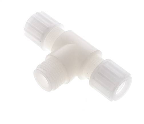 12x10mm & G1/2'' PVDF T-Shape Tee Compression Fitting with Male Threads 10 bar