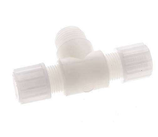 12x10mm & G1/2'' PVDF T-Shape Tee Compression Fitting with Male Threads 10 bar