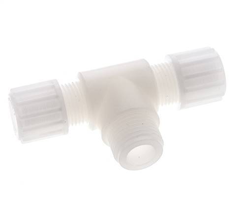 12x10mm & G1/2'' PVDF T-Shape Tee Compression Fitting with Male Threads 10 bar