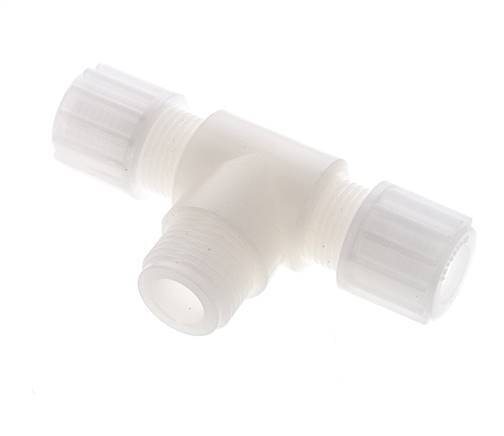 12x10mm & G1/2'' PVDF T-Shape Tee Compression Fitting with Male Threads 10 bar