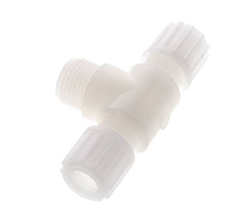 12x10mm & G1/2'' PVDF T-Shape Tee Compression Fitting with Male Threads 10 bar