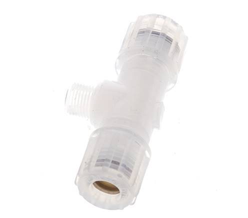8x6mm & G1/8'' PFA T-Shape Tee Cutting Fitting with Male Threads 10 bar
