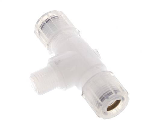 10x8mm & G1/4'' PFA T-Shape Tee Cutting Fitting with Male Threads 10 bar