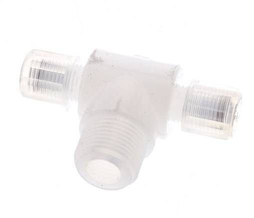 6x4mm & G3/8'' PFA T-Shape Tee Cutting Fitting with Male Threads 10 bar