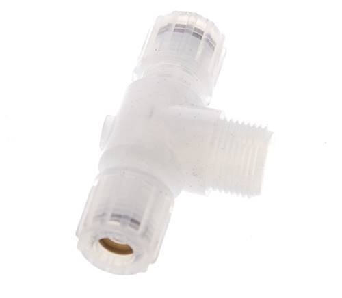 8x6mm & G3/8'' PFA T-Shape Tee Cutting Fitting with Male Threads 10 bar