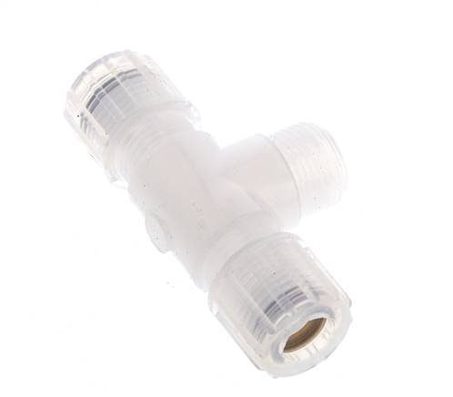 10x8mm & G3/8'' PFA T-Shape Tee Cutting Fitting with Male Threads 10 bar