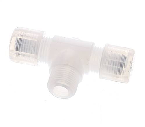 10x8mm & G3/8'' PFA T-Shape Tee Cutting Fitting with Male Threads 10 bar