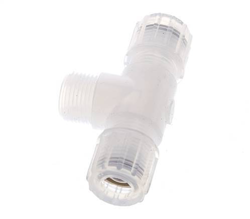 10x8mm & G3/8'' PFA T-Shape Tee Cutting Fitting with Male Threads 10 bar
