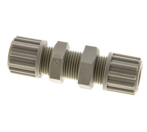 12x10mm PP Racor de Compresión Recto Pasamuros 10 bar