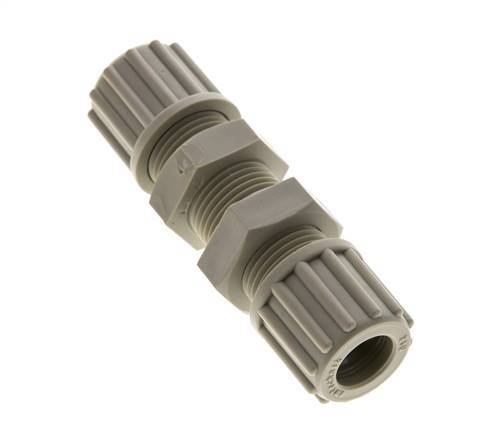 12x10mm PP Racor de Compresión Recto Pasamuros 10 bar