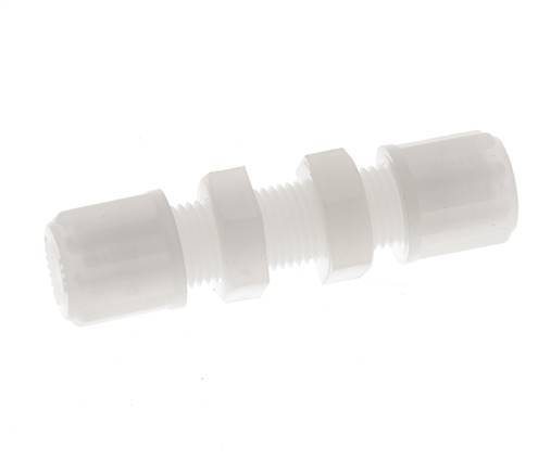 Racor de compresión recto 6x4mm PVDF Pasamuros 10 bar
