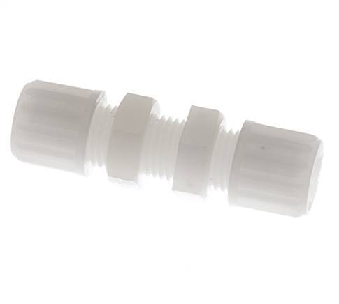Racor de compresión recto 8x6mm PVDF Pasamuros 10 bar
