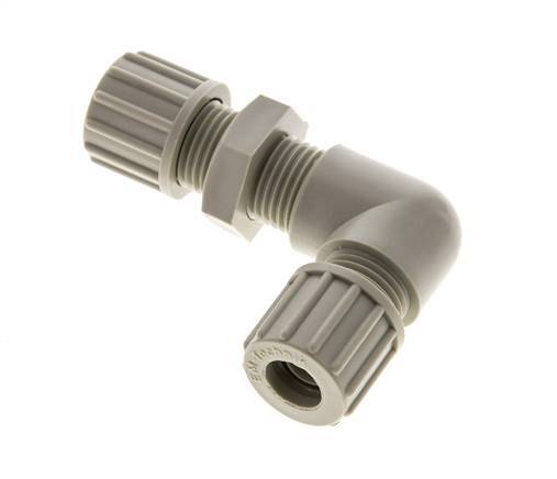 10x8mm PP Codo Compresión Racor Pasamuros 10 bar