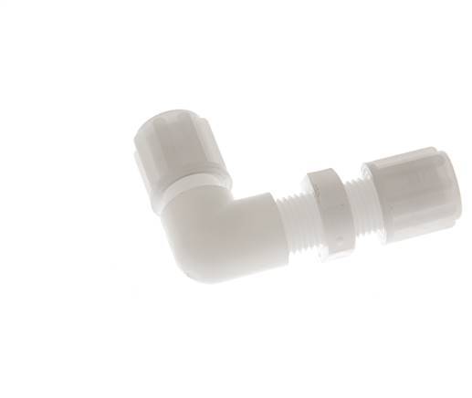 6x4mm PVDF Codo Compresión Racor Pasamuros 10 bar