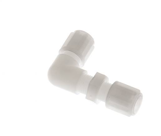 6x4mm PVDF Codo Compresión Racor Pasamuros 10 bar