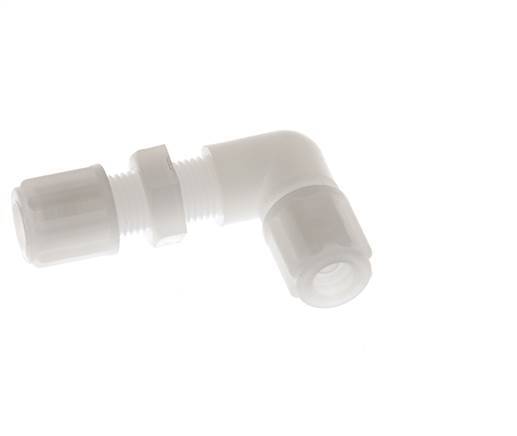 6x4mm PVDF Codo Compresión Racor Pasamuros 10 bar