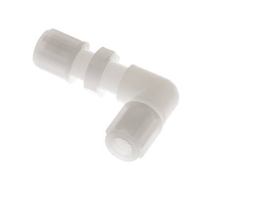 6x4mm PVDF Codo Compresión Racor Pasamuros 10 bar