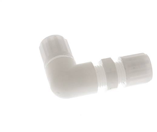 8x6mm PVDF Codo Compresión Racor Pasamuros 10 bar