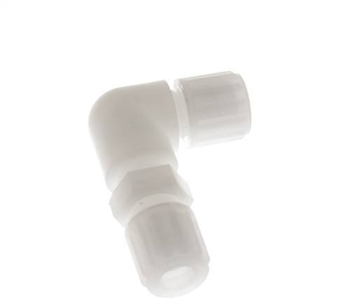 8x6mm PVDF Codo Compresión Racor Pasamuros 10 bar