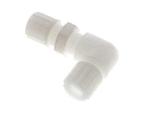 12x10mm PVDF Codo Compresión Racor Pasamuros 10 bar