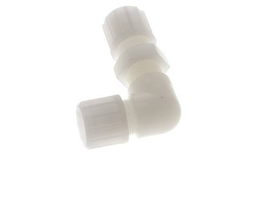 14x12mm PVDF Codo Compresión Racor Pasamuros 10 bar
