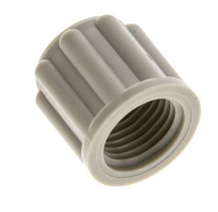 Tuerca de unión de 6x4mm (M10x1) de PP moleteada [20 piezas].