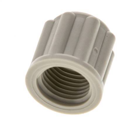 Tuerca de unión de 6x4mm (M10x1) de PP moleteada [20 piezas].