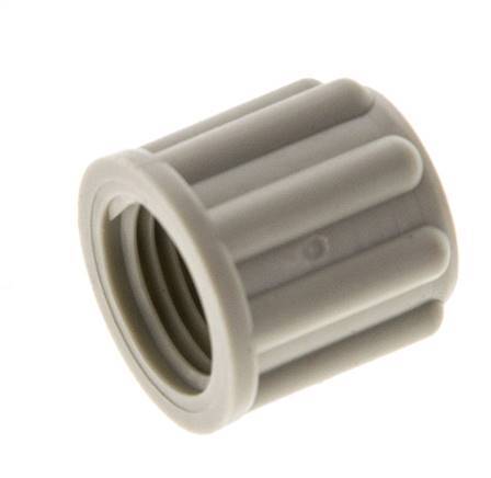 Tuerca de unión de 6x4mm (M10x1) de PP moleteada [20 piezas].