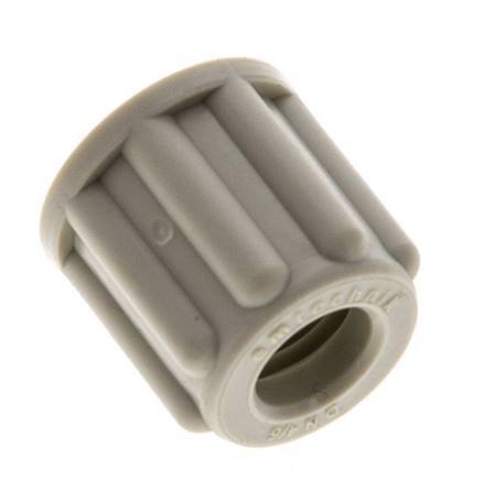 Tuerca de unión de 6x4mm (M10x1) de PP moleteada [20 piezas].