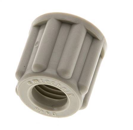 Tuerca de unión de 6x4mm (M10x1) de PP moleteada [20 piezas].