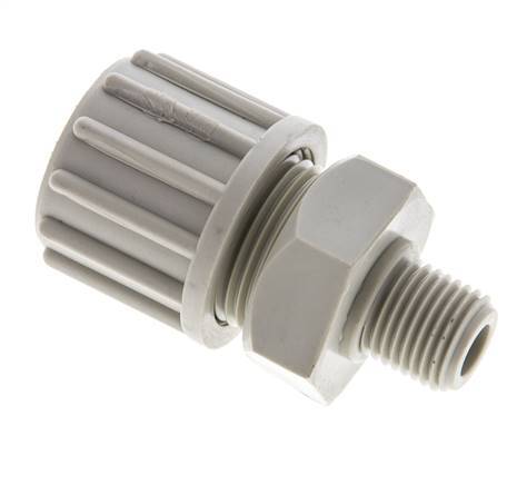 16x10mm & G1/4'' PP Straight Compression Fitting with Male Threads 10 bar PVC and PA