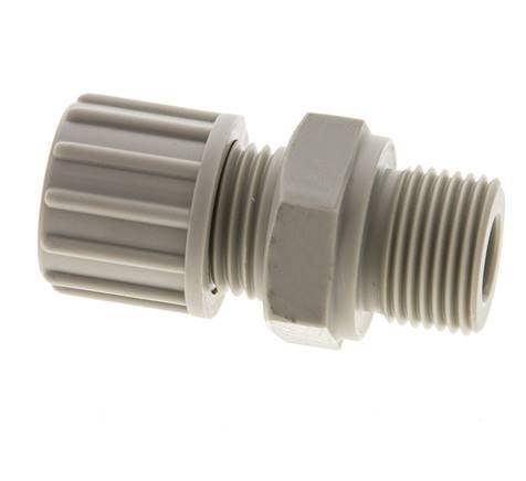 10x4mm & G3/8'' PP Straight Compression Fitting with Male Threads 10 bar PVC and PA