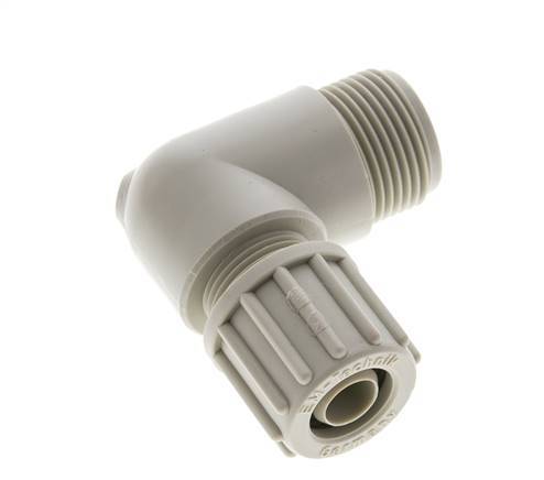 16x10mm & G3/4'' PP Elbow Compression Fitting with Male Threads 10 bar PVC and PA