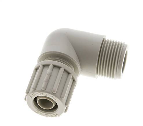 16x10mm & G3/4'' PP Elbow Compression Fitting with Male Threads 10 bar PVC and PA