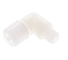 Racor de compresión codo 10x4mm y G1/4'' PVDF con rosca macho 10 bar PVC y PA