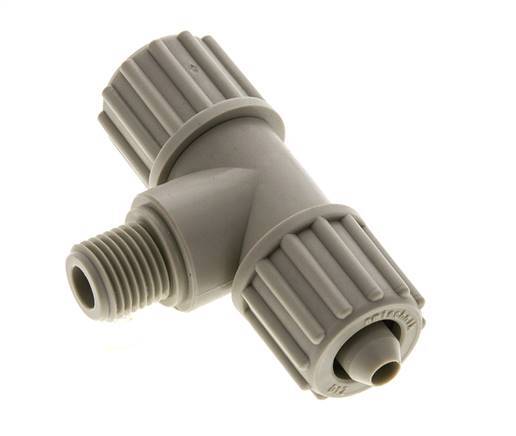 Accesorio de compresión en T de PP 12x6 mm y G1/4'' con rosca macho 10 bar PVC y PA