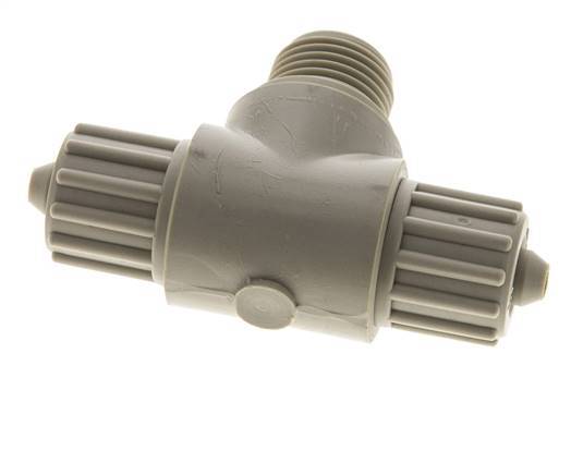 Accesorio de compresión en T de PP 12x6 mm y G1/2'' con rosca macho 10 bar PVC y PA