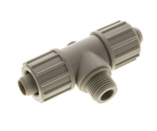 Racor de compresión en T de PP 20x13mm y G1/2'' con rosca macho 10 bar PVC y PA