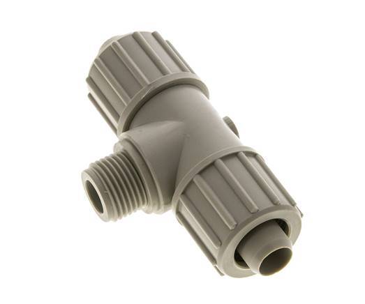 Racor de compresión en T de PP 20x13mm y G1/2'' con rosca macho 10 bar PVC y PA