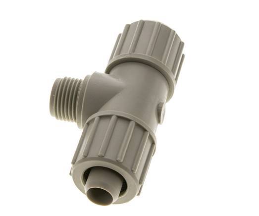 Racor de compresión en T de PP 20x13mm y G1/2'' con rosca macho 10 bar PVC y PA