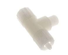 Racor de compresión en T de PVDF 10x4mm y G1/4'' con rosca macho 10 bar PVC y PA