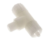Racor de compresión en T de PVDF 10x4mm y G1/4'' con rosca macho 10 bar PVC y PA