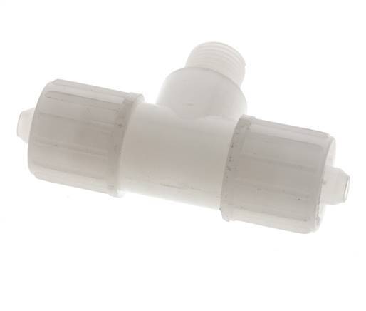 Racor de compresión en T 12x6mm & G1/4'' PVDF con rosca macho 10 bar PVC y PA