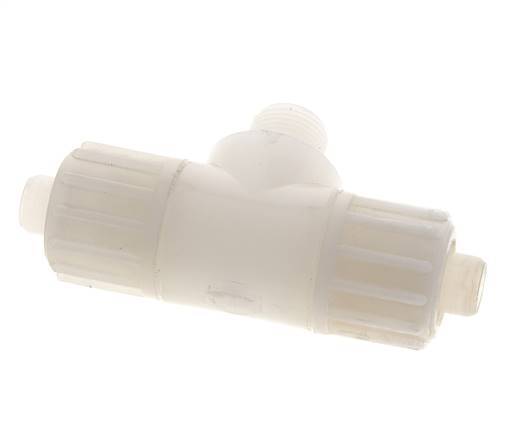 16x10mm & G3/8'' Racor de compresión en T de PVDF con rosca macho 10 bar PVC y PA