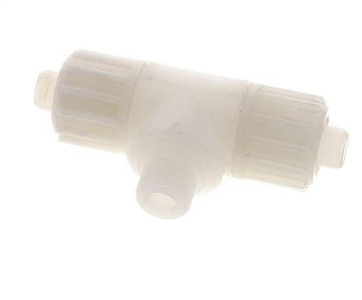 16x10mm & G3/8'' Racor de compresión en T de PVDF con rosca macho 10 bar PVC y PA
