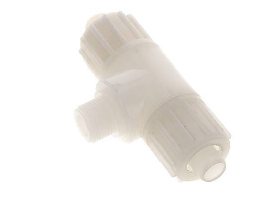 16x10mm & G3/8'' Racor de compresión en T de PVDF con rosca macho 10 bar PVC y PA